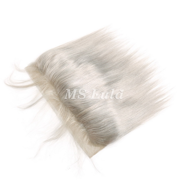 Silver Grey Virgin Hair Straight 13X4 Lace Frontal - 图片 3